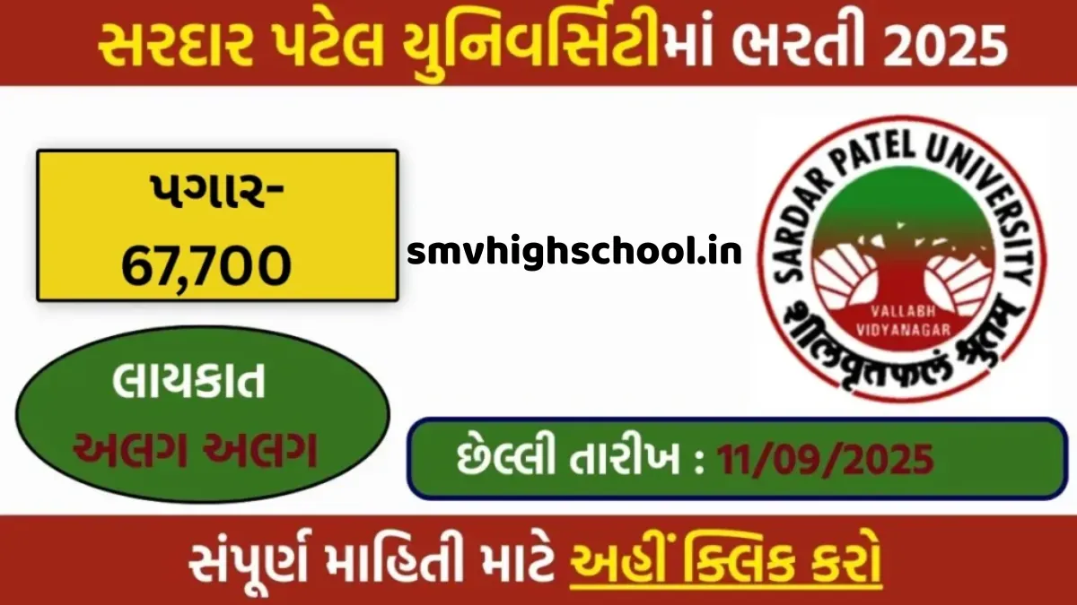 Sardar Patel University Recruitment 2025